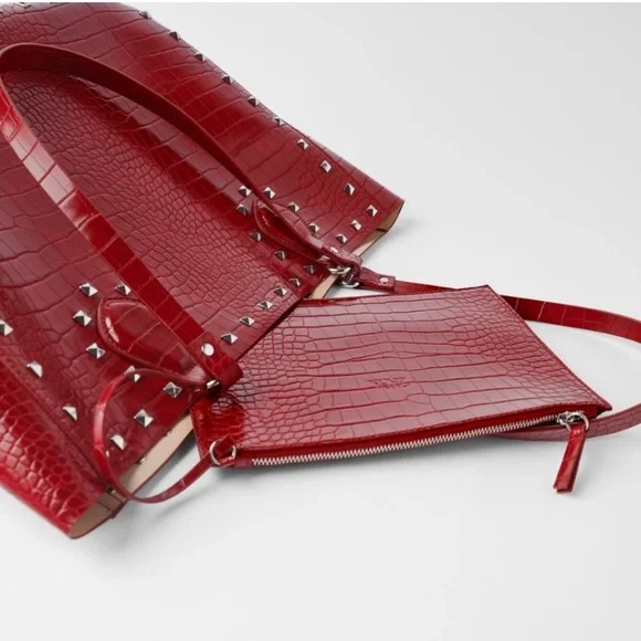 Zara animal embossed studded shopper bag - Picture 6 of 7